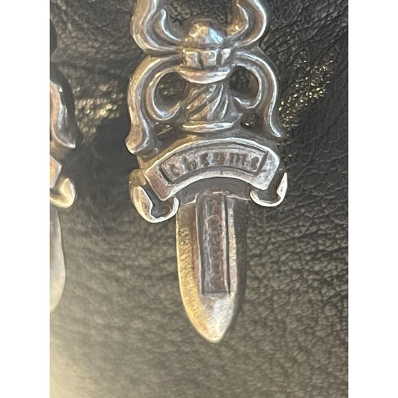 Chrome Hearts Rare Black Leather Handbag With Dual Zipper Closure & Silver Accen - Picture 12 of 14